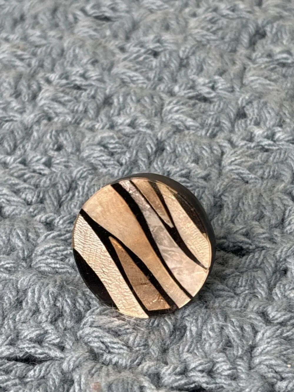 Round Plastic Statement Ring Adjustable Abstract Neutral